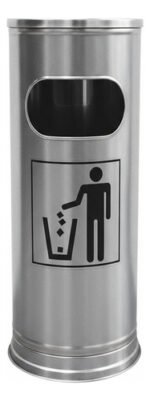 Cestos Tacho Basura C/ Cenicero Acero Inox Otten 22 Lts Plateado