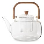 Tetera Vidrio Con Infusor Y Mango Bambú Otten 1,2 Lts Marrón