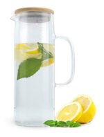 Jarra Con Asa De Vidrio Tapa Bambu 1600 Ml - Imagen 2
