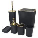 Set X 6 Piezas Accesorios Para Baño Otten Negro/dorado