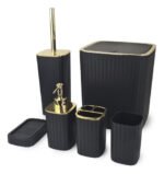 Set X 6 Piezas Accesorios Para Baño Otten Negro/dorado
