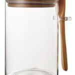 Frasco Hermético Vidrio Con Tapa Cuchara Bambú Otten 615 Ml Marrón Claro