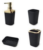 Set X 4 Piezas Accesorios Para Baño Plástico Otten - Negro - Imagen 2