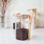 Frasco Hermético Cuadrado Tapa Cuchara Bambú Otten 320 Ml Marrón Claro - Imagen 2