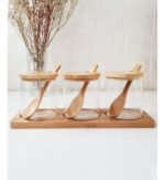 Set X 3 Frascos Vidrio Con Tapa Base Cuchara Bambú Otten Marrón Claro - Imagen 8