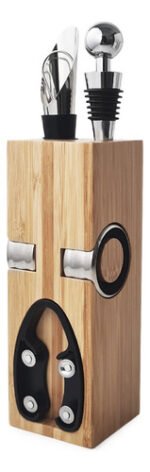 Set X 7 Piezas Accesorios Para Vino C/ Taco Madera Otten