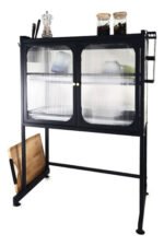 Rack Secaplato Organizador De Cocina Alto Con 2 Puerta Otten Negro
