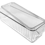 Organizador Apilable Para Heladera Acrilico Tapa Y Rejilla Transparente