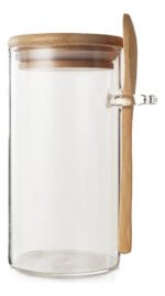 Frasco Hermético Vidrio Con Tapa Cuchara Bambú Otten 370 Ml Marrón Claro