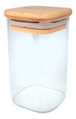 FRASCOS DE VIDRIO CON TAPA BAMBU CUADRADO