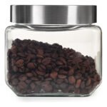 Frasco Hermético Cuadrado Vidrio Otten 850 Ml - Plateado
