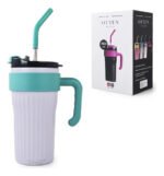 Vaso Térmico Acero C/ Manija Y Sorbete Otten 860 Ml Lila / Turquesa - Imagen 4