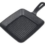 Plancha Rayada Fuente Hierro Fundido Con Mango Premium 19 Cm Negro