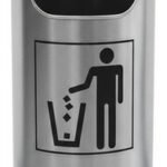 Cestos Tacho Basura C/ Cenicero Acero Inox Otten 26 Lts Plateado