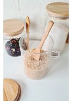 Frasco Hermético Vidrio Con Tapa Cuchara Bambú Otten 615 Ml Marrón Claro - Imagen 5