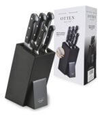 Set X 5 Cuchillos Acero Profesional Forjado C/ Taco Otten Negro - Imagen 4