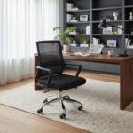 Silla Gerencial Home Office Ergonómica Respaldo Medio Otten - Negro - Tela