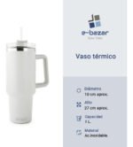 Vaso Térmico Acero C/ Manija Y Sorbete Otten 1 Lt Blanco - Imagen 11