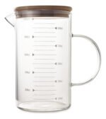 Jarra Medidora Vidrio Con Tapa Bambu Otten 1 Lt Transparente