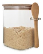 Frasco Hermético Cuadrado Tapa Cuchara Bambú Otten 690 Ml Marrón Claro