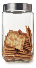 Frasco Hermético Cuadrado Vidrio Otten 1,7 Lts - Plateado