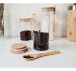 Frasco Hermético Vidrio Con Tapa Cuchara Bambú Otten 370 Ml Marrón Claro - Imagen 4