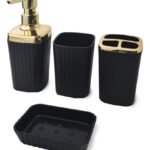 Set X 4 Piezas Accesorios Para Baño Plástico Otten - Negro