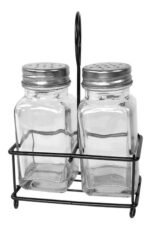 Set Salero Pimentero Con Soporte Vidrio  Transparente