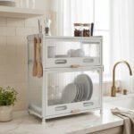 Rack Secaplato Organizador De Cocina Con 2 Puerta Otten Blanco