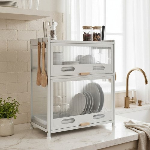 D_925741-MLA93110494525_092025-O Rack Secaplato Organizador De Cocina Con 2 Puerta Otten Blanco - Imagen 1