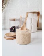 Frasco Hermético Vidrio Con Tapa Cuchara Bambú Otten 615 Ml Marrón Claro - Imagen 4