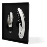 Set Kit De Vino 2 Piezas En Caja De Regalo Cartón Negro