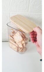 Frasco Acrílico Hermético Tapa Bambú Otten 1,1 Lts - Marrón Claro - Imagen 3