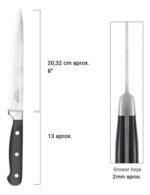 Cuchillo Rebanador Forjado Profesional Acero Otten 20 Cm Negro - Imagen 2