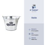 Hielera Frapera Balde Metálico Para Cerveza Con Destapador - Plateado - Balde - Imagen 10