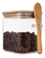 Frasco Hermético Cuadrado Tapa Cuchara Bambú Otten 575 Ml - Marrón Claro
