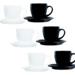 X 6 Taza Vidrio Templado Black & White Luminarc Carine Blanco Y Negro Carine