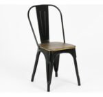 Silla De Hierro Madera Industrial C/ Respaldo Otten Madera Negro Marrón Oscuro - Imagen 3