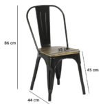 Silla De Hierro Madera Industrial C/ Respaldo Otten Madera Negro Marrón Oscuro - Imagen 10