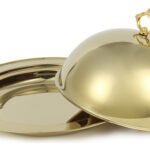 Campana Exhibidora Con Plato Redonda Acero Inoxidable Otten Dorado