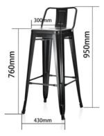 Banqueta Silla Hierro Alta C/ Respaldo Otten 76 Cm - Imagen 7