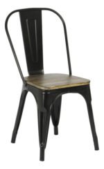 Silla De Hierro Madera Industrial C/ Respaldo Otten Madera Negro Marrón Oscuro - Imagen 5