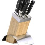 Set X 5 Cuchillos Acero Forjado C/ Taco Madera Otten Plateado / Madera