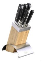 Set X 5 Cuchillos Acero Forjado C/ Taco Madera Otten Plateado / Madera