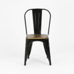 Silla De Hierro Madera Industrial C/ Respaldo Otten Madera Negro Marrón Oscuro - Imagen 4