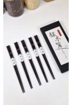 Set X 5 Palitos Chinos Madera Otten Marrón Oscuro Flores - Imagen 6
