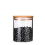 Frasco Tarro De Vidrio Con Tapa De Bambú 6,5 X 10 Cm  Transparente