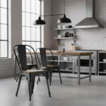 Silla De Hierro Madera Industrial C/ Respaldo Otten Madera Negro Marrón Oscuro - Imagen 8