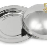 Campana Exhibidora Con Plato Redonda Acero Inoxidable Otten Plateado