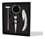 Set Kit De Vino 4 Piezas En Caja Regalo Cartón Negro